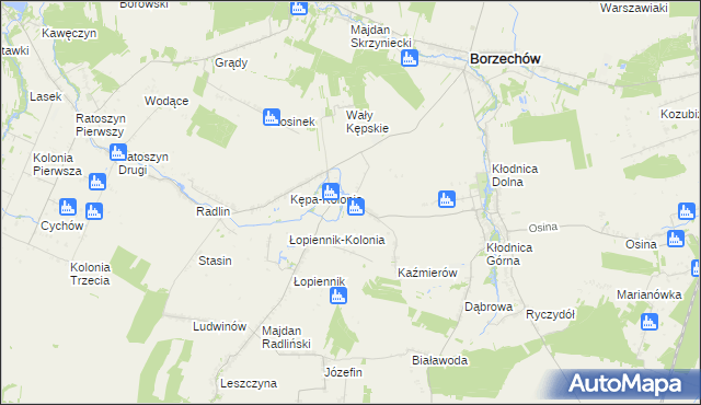 mapa Kępa gmina Borzechów, Kępa gmina Borzechów na mapie Targeo