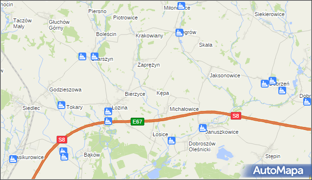 mapa Kępa gmina Długołęka, Kępa gmina Długołęka na mapie Targeo