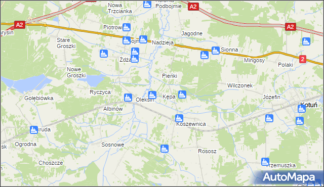 mapa Kępa gmina Kotuń, Kępa gmina Kotuń na mapie Targeo