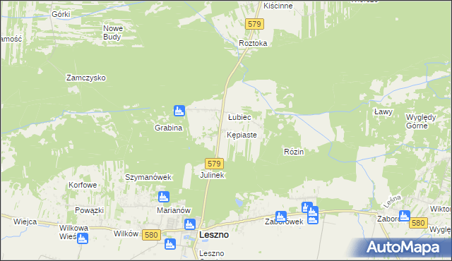 mapa Kępiaste gmina Leszno, Kępiaste gmina Leszno na mapie Targeo