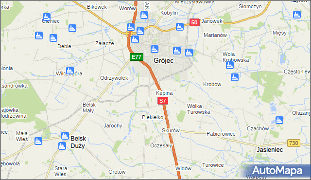 mapa Kępina gmina Grójec, Kępina gmina Grójec na mapie Targeo