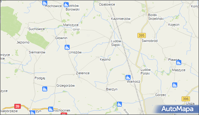 mapa Kępino gmina Borów, Kępino gmina Borów na mapie Targeo