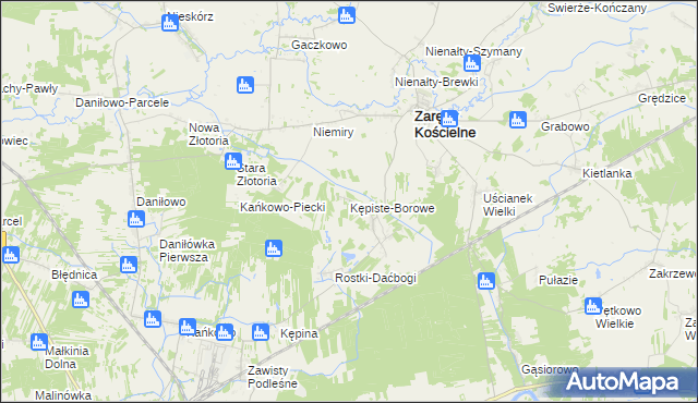 mapa Kępiste-Borowe, Kępiste-Borowe na mapie Targeo