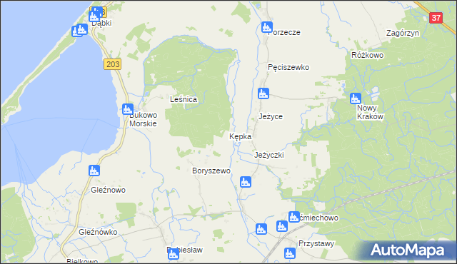 mapa Kępka gmina Darłowo, Kępka gmina Darłowo na mapie Targeo