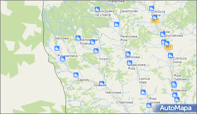 mapa Kiczory, Kiczory na mapie Targeo