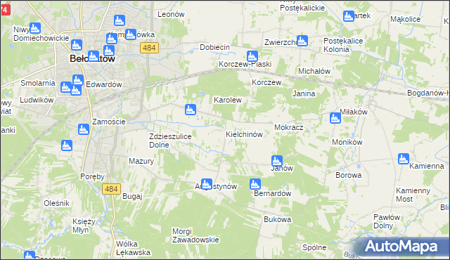 mapa Kielchinów, Kielchinów na mapie Targeo