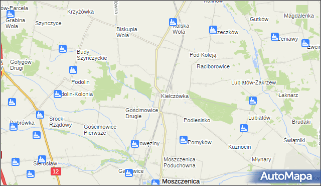 mapa Kiełczówka, Kiełczówka na mapie Targeo