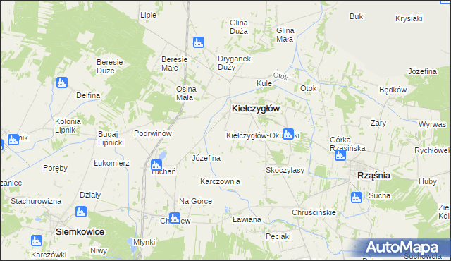 mapa Kiełczygłów-Okupniki, Kiełczygłów-Okupniki na mapie Targeo