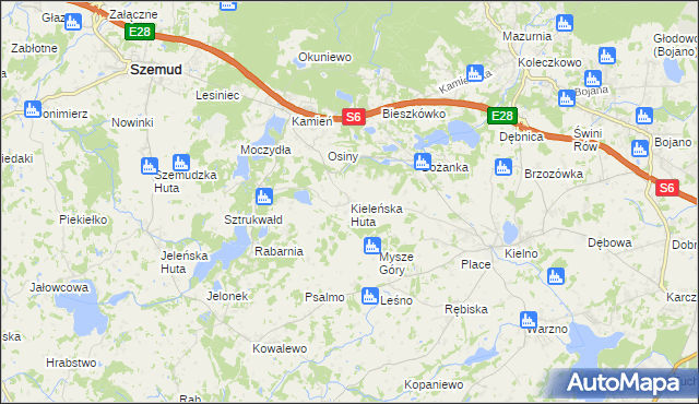 mapa Kieleńska Huta, Kieleńska Huta na mapie Targeo