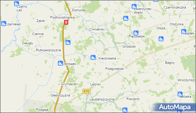 mapa Kiersnówka, Kiersnówka na mapie Targeo