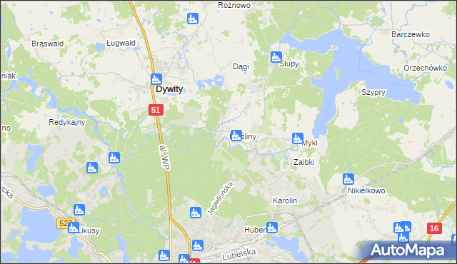 mapa Kieźliny, Kieźliny na mapie Targeo