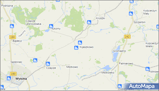 mapa Kijaszkowo gmina Wysoka, Kijaszkowo gmina Wysoka na mapie Targeo