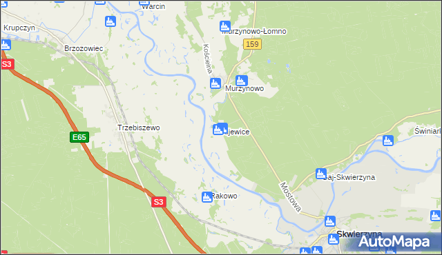 mapa Kijewice gmina Skwierzyna, Kijewice gmina Skwierzyna na mapie Targeo