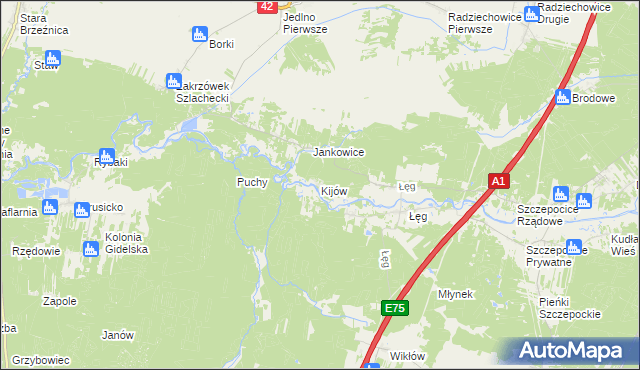 mapa Kijów gmina Kruszyna, Kijów gmina Kruszyna na mapie Targeo