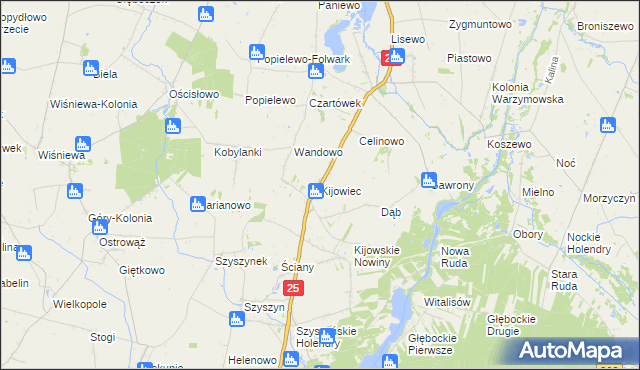 mapa Kijowiec gmina Ślesin, Kijowiec gmina Ślesin na mapie Targeo