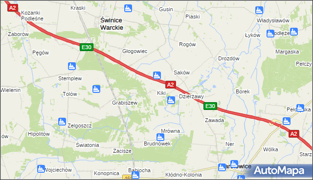 mapa Kiki gmina Wartkowice, Kiki gmina Wartkowice na mapie Targeo