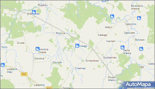 mapa Kinwągi, Kinwągi na mapie Targeo