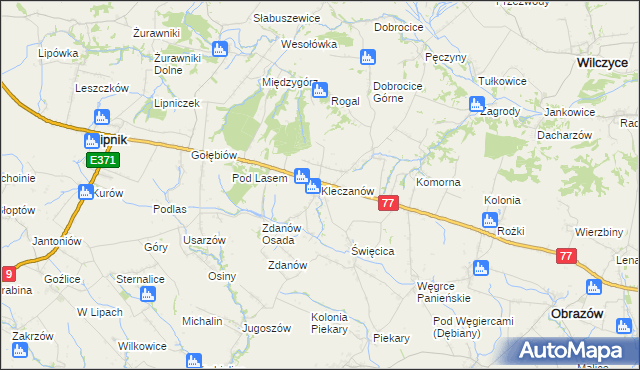 mapa Kleczanów, Kleczanów na mapie Targeo