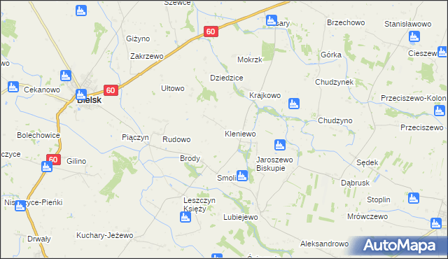 mapa Kleniewo gmina Bielsk, Kleniewo gmina Bielsk na mapie Targeo