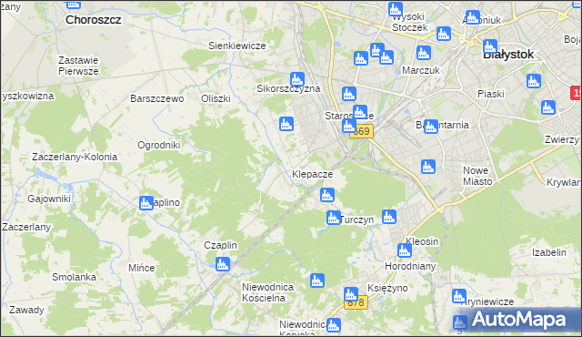 mapa Klepacze gmina Choroszcz, Klepacze gmina Choroszcz na mapie Targeo