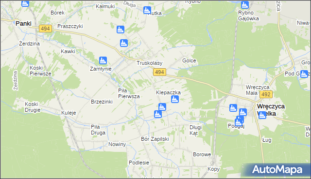 mapa Klepaczka gmina Wręczyca Wielka, Klepaczka gmina Wręczyca Wielka na mapie Targeo