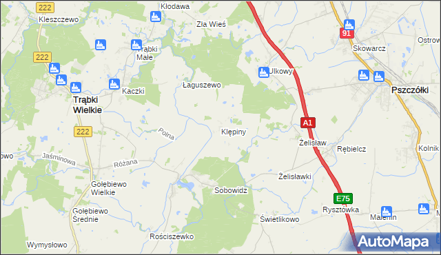 mapa Klępiny, Klępiny na mapie Targeo