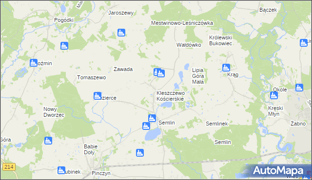 mapa Kleszczewo Kościerskie, Kleszczewo Kościerskie na mapie Targeo