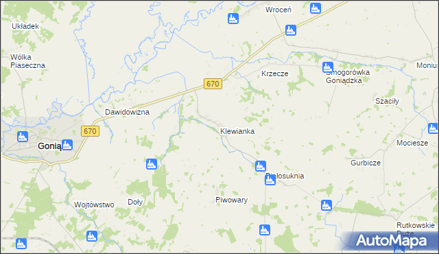 mapa Klewianka, Klewianka na mapie Targeo