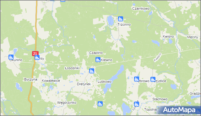 mapa Klewno gmina Miastko, Klewno gmina Miastko na mapie Targeo