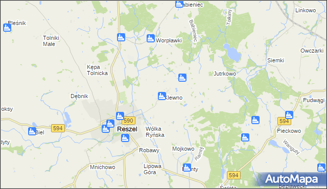 mapa Klewno gmina Reszel, Klewno gmina Reszel na mapie Targeo