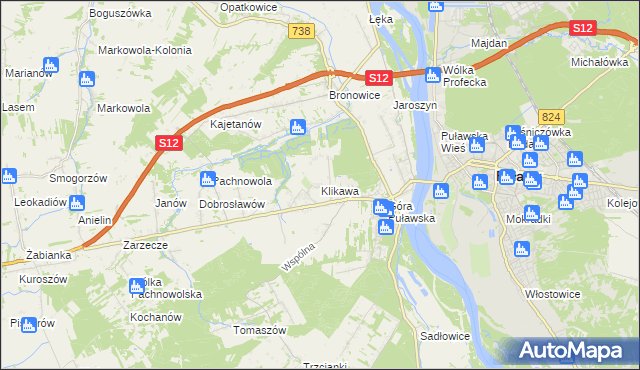 mapa Klikawa, Klikawa na mapie Targeo