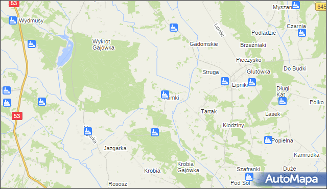 mapa Klimki gmina Kadzidło, Klimki gmina Kadzidło na mapie Targeo