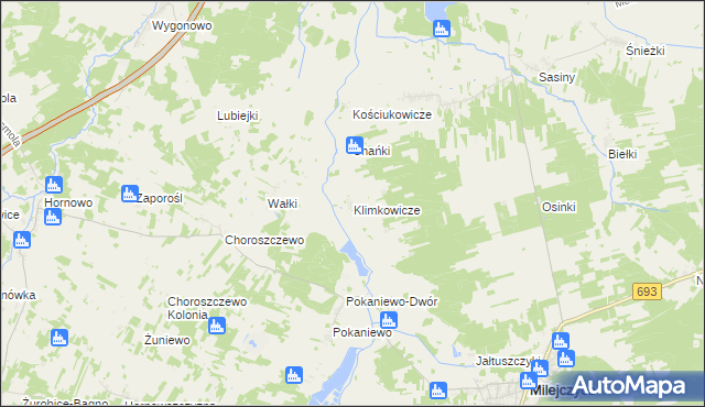 mapa Klimkowicze, Klimkowicze na mapie Targeo