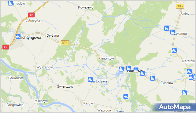 mapa Klimontów gmina Niechlów, Klimontów gmina Niechlów na mapie Targeo