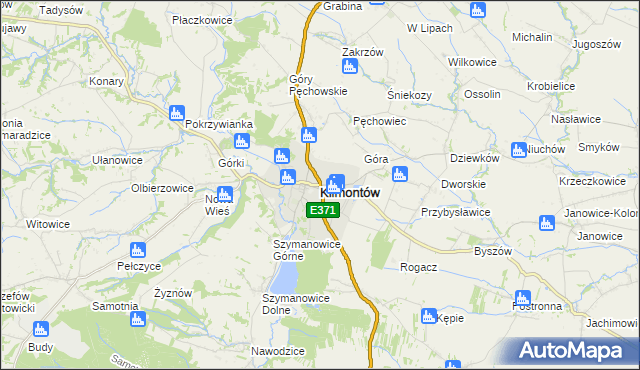 mapa Klimontów powiat sandomierski, Klimontów powiat sandomierski na mapie Targeo