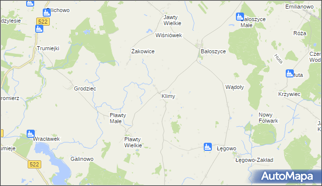 mapa Klimy gmina Kisielice, Klimy gmina Kisielice na mapie Targeo