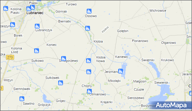 mapa Kłobia Nowa, Kłobia Nowa na mapie Targeo