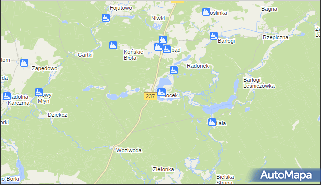 mapa Klocek, Klocek na mapie Targeo