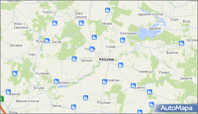 mapa Kłoczew, Kłoczew na mapie Targeo