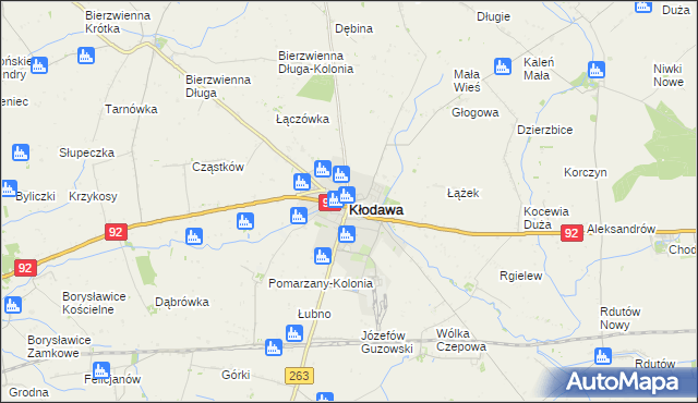 mapa Kłodawa powiat kolski, Kłodawa powiat kolski na mapie Targeo