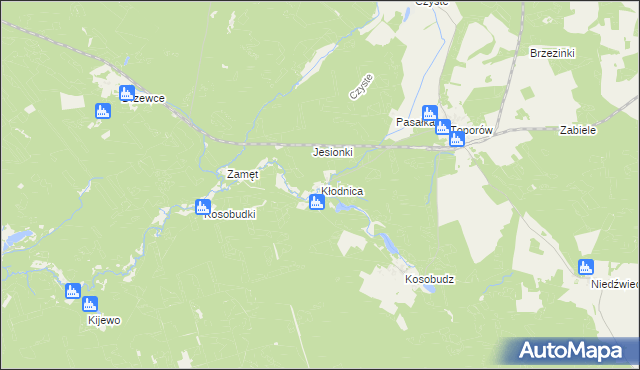 mapa Kłodnica gmina Łagów, Kłodnica gmina Łagów na mapie Targeo