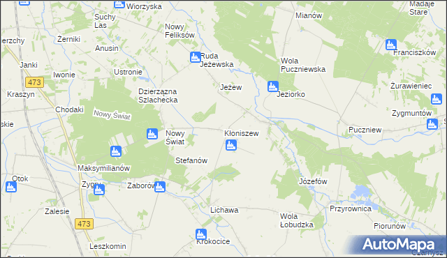 mapa Kłoniszew, Kłoniszew na mapie Targeo