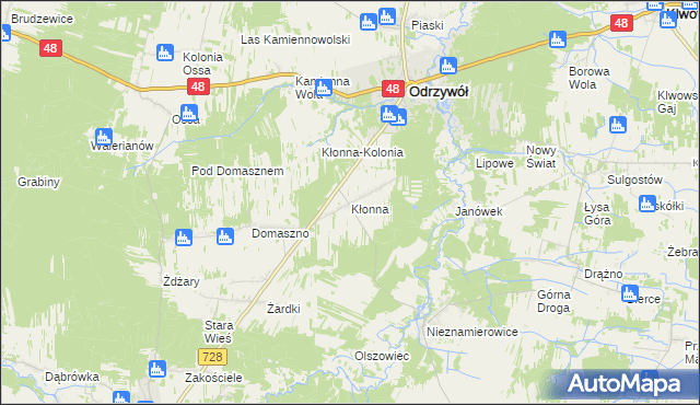 mapa Kłonna, Kłonna na mapie Targeo