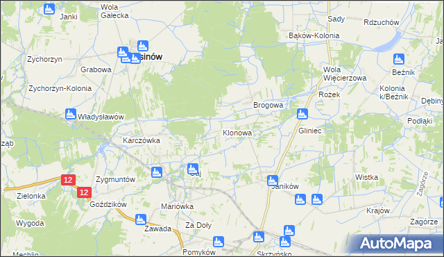 mapa Klonowa gmina Rusinów, Klonowa gmina Rusinów na mapie Targeo