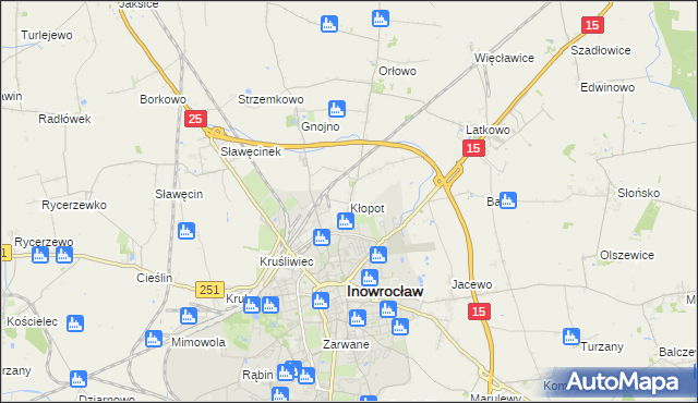 mapa Kłopot gmina Inowrocław, Kłopot gmina Inowrocław na mapie Targeo