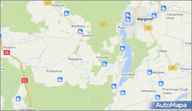 mapa Klotyldzin, Klotyldzin na mapie Targeo