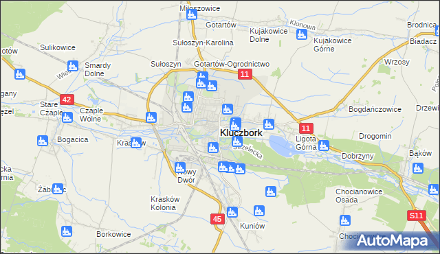 mapa Kluczbork, Kluczbork na mapie Targeo