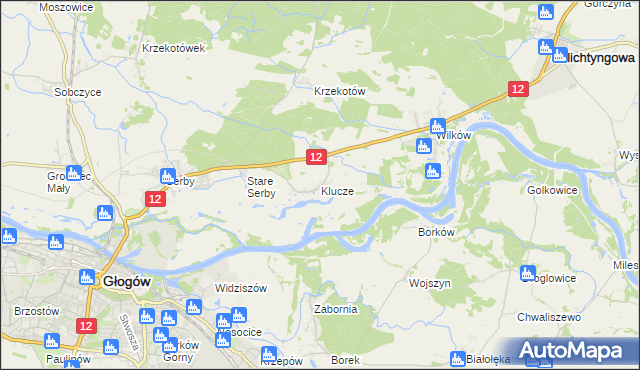 mapa Klucze gmina Głogów, Klucze gmina Głogów na mapie Targeo