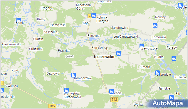 mapa Kluczewsko, Kluczewsko na mapie Targeo