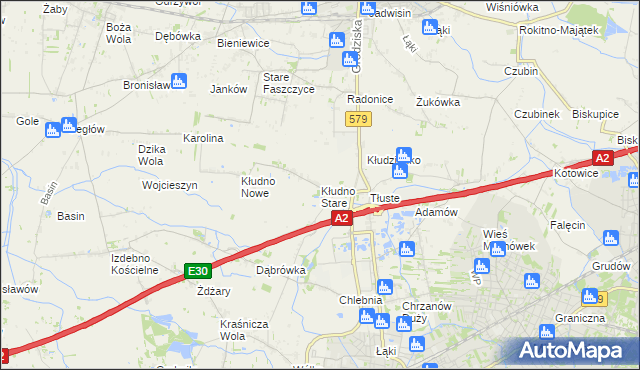 mapa Kłudno Stare, Kłudno Stare na mapie Targeo